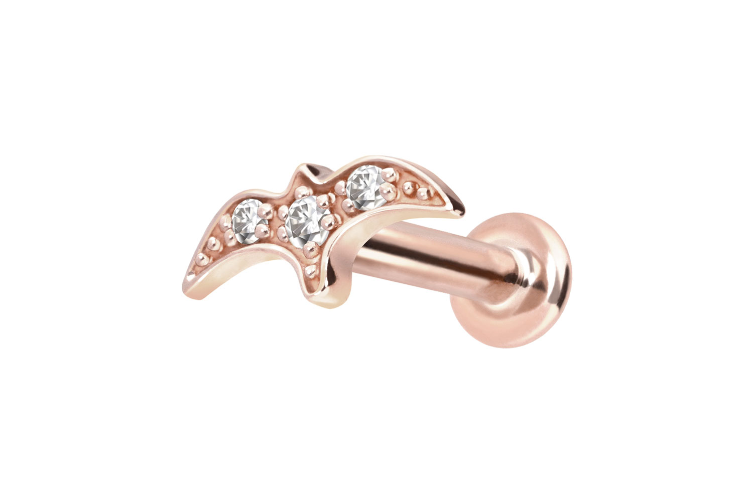 14 Karat Gold Labret Piercing mit Push Fit MOISSANIT-SCHWALBE
